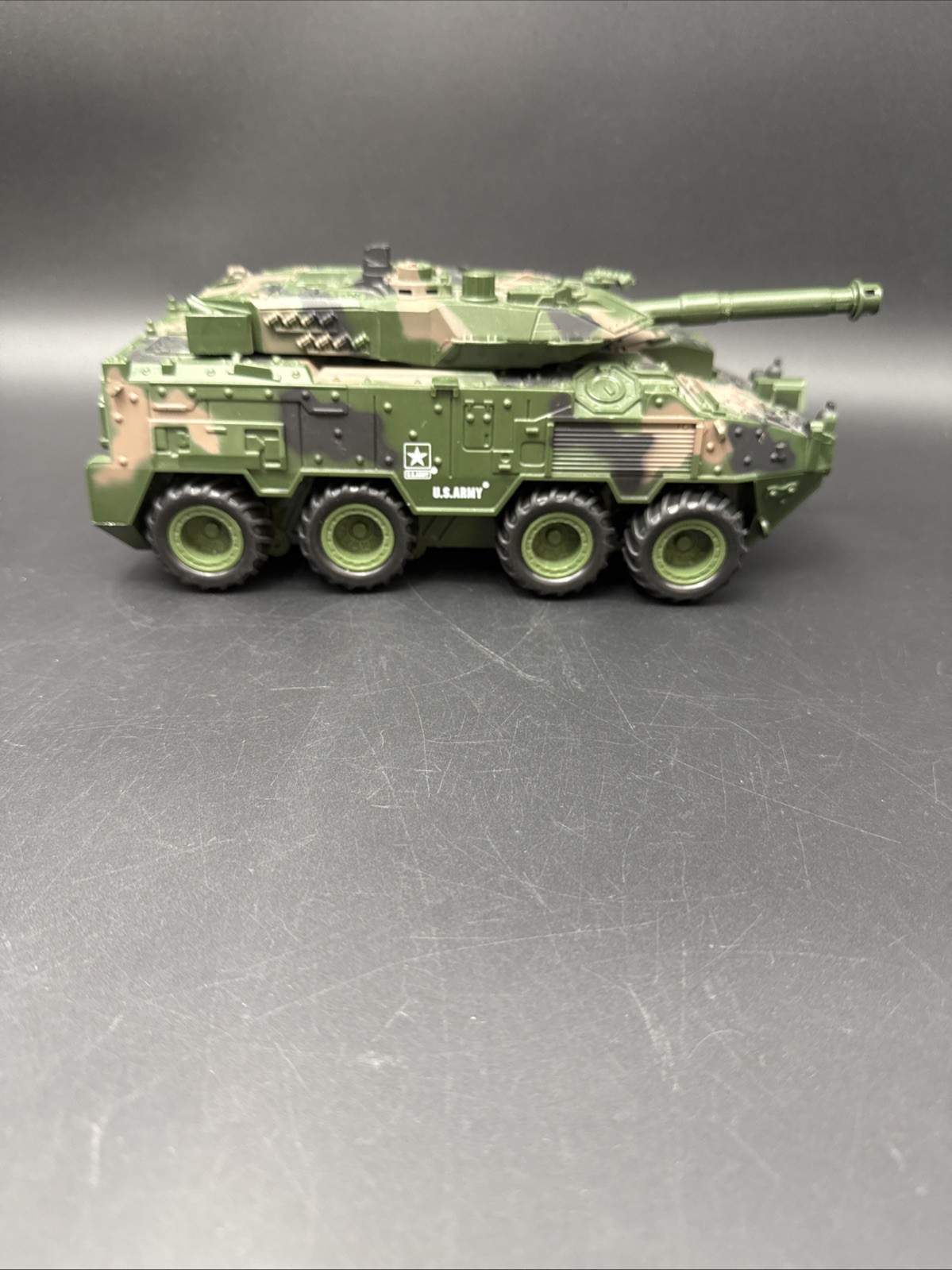 U.S. Army Tank Battle Action Cannon Push & Go Friction Motor Sounds Lights Toy