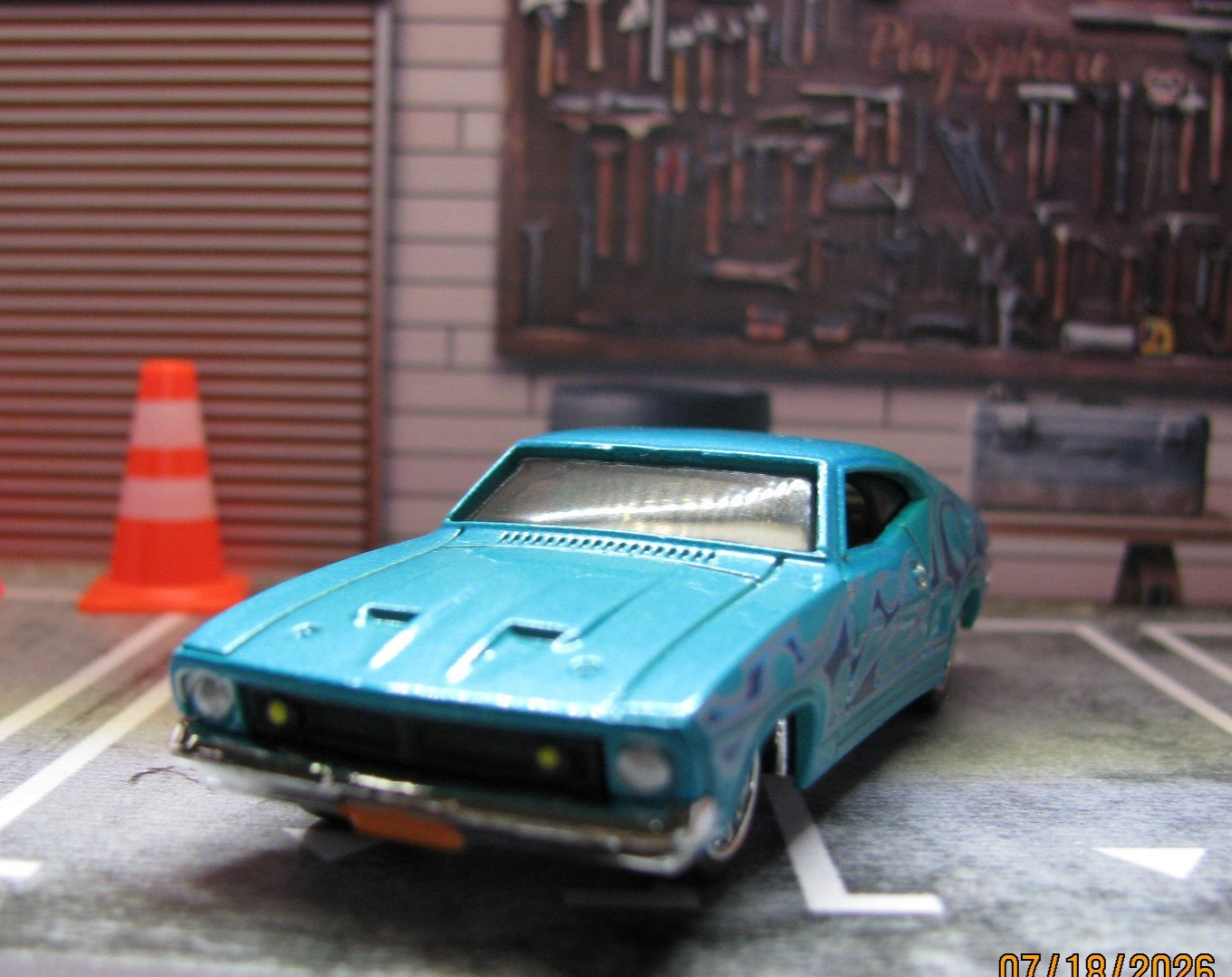 2011 Hot Wheels Blue Flames ’73 Ford Falcon XB Loose, w/Real Riders Wheel Swap