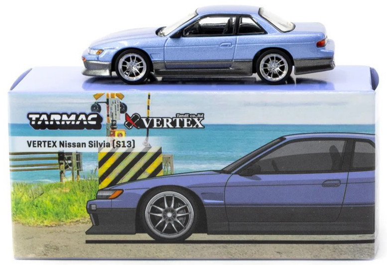 Tarmac Works GLOBAL64 Blue / Grey VERTEX Nissan Silvia S13 1:64 Car T64G-025-PU
