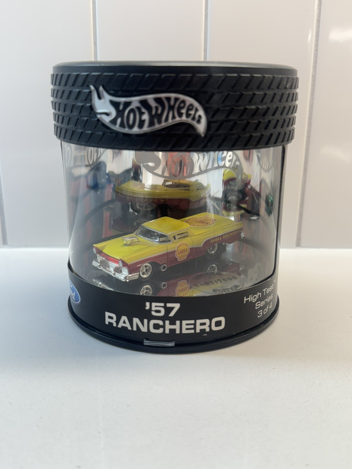 Hot Wheels Oil Can ’57 Ford Ranchero Yellow Red Shell Oil Limited to only 7000