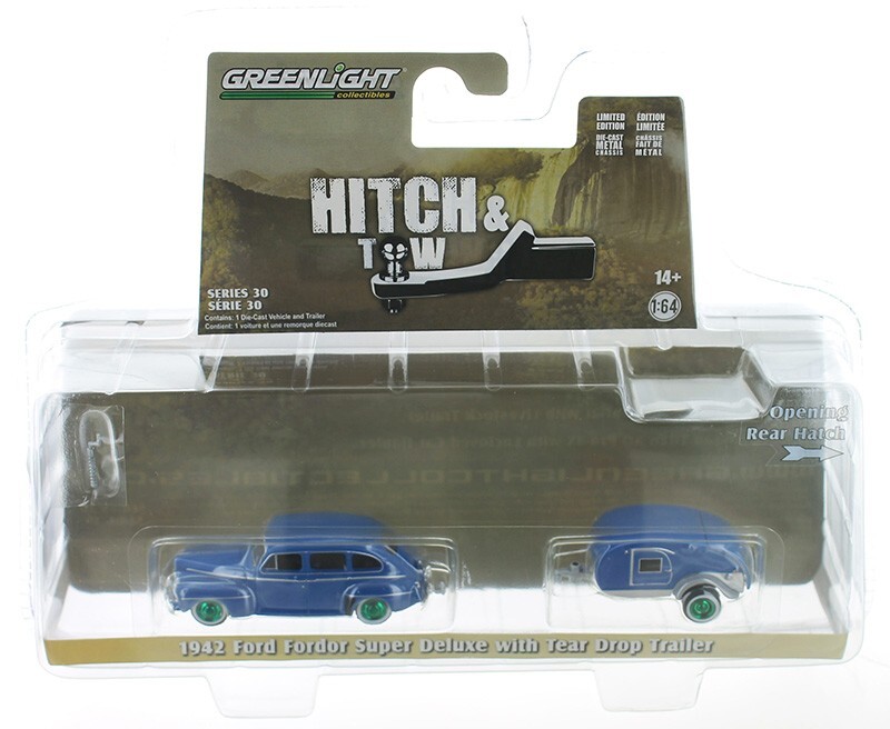 CHASE 1942 Ford Fordor Super Deluxe w/Trailer 1:64 Scale Model Greenlight 32300A