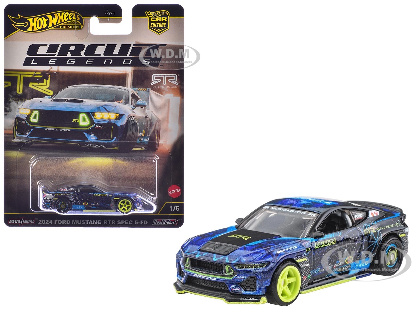 2024 FORD MUSTANG RTR SPEC 5-FD DARK BLUE DIECAST MODEL CAR BY HOT WHEELS JBK48