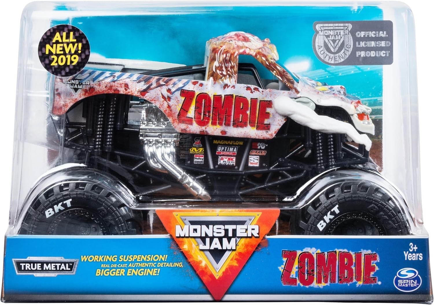 Official Zombie Monster Truck, Collector Die-Cast Vehicle, 1:24 Scale, Kids T…