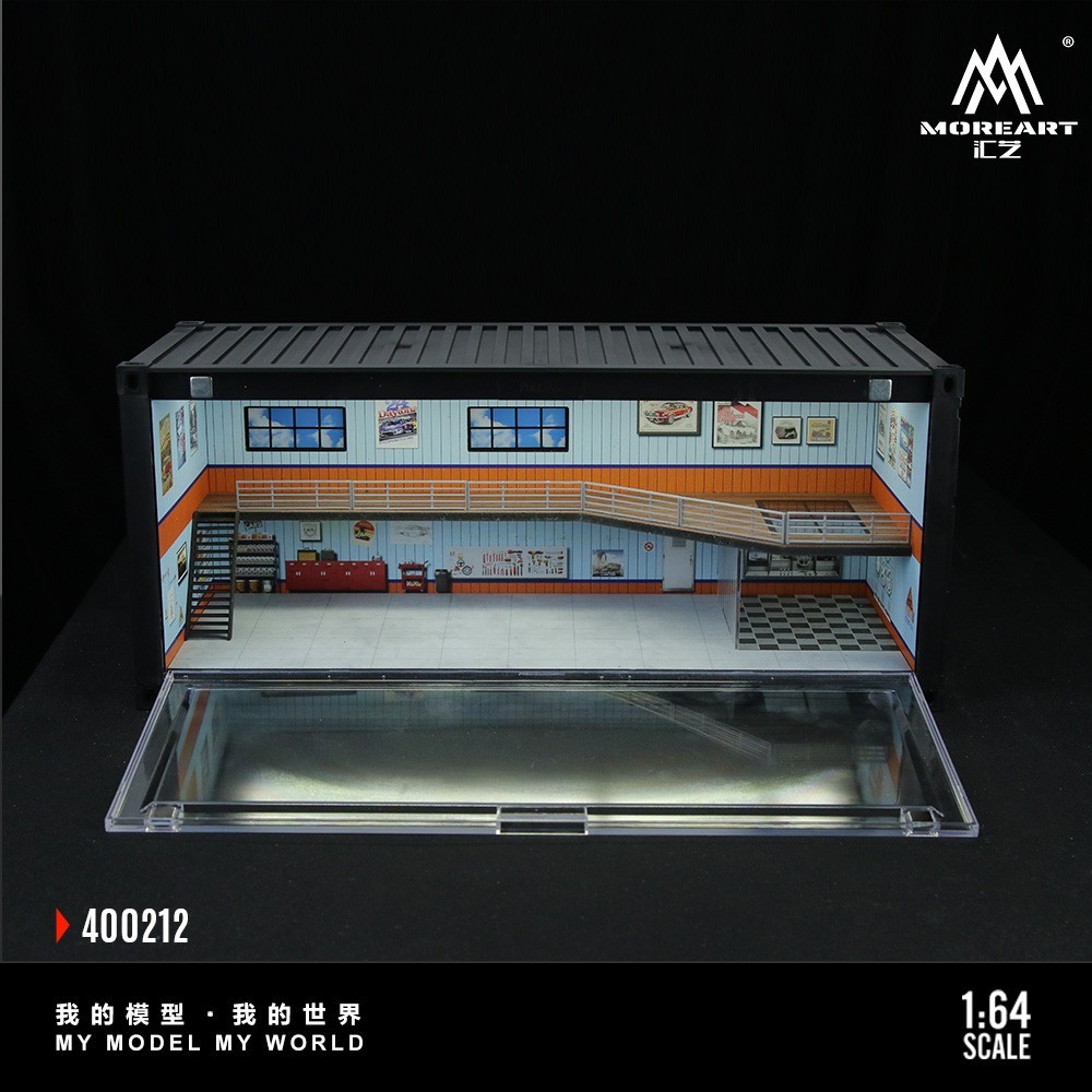 Diorama 1/64 Car Garage Model LED Lights Car Parking Lot Scene Model Display Box