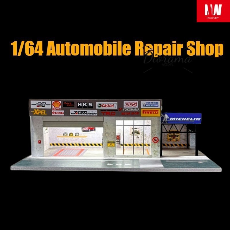 Diorama 1/64 Diecast Car Garage Model LED Street Building Multi-store Display US