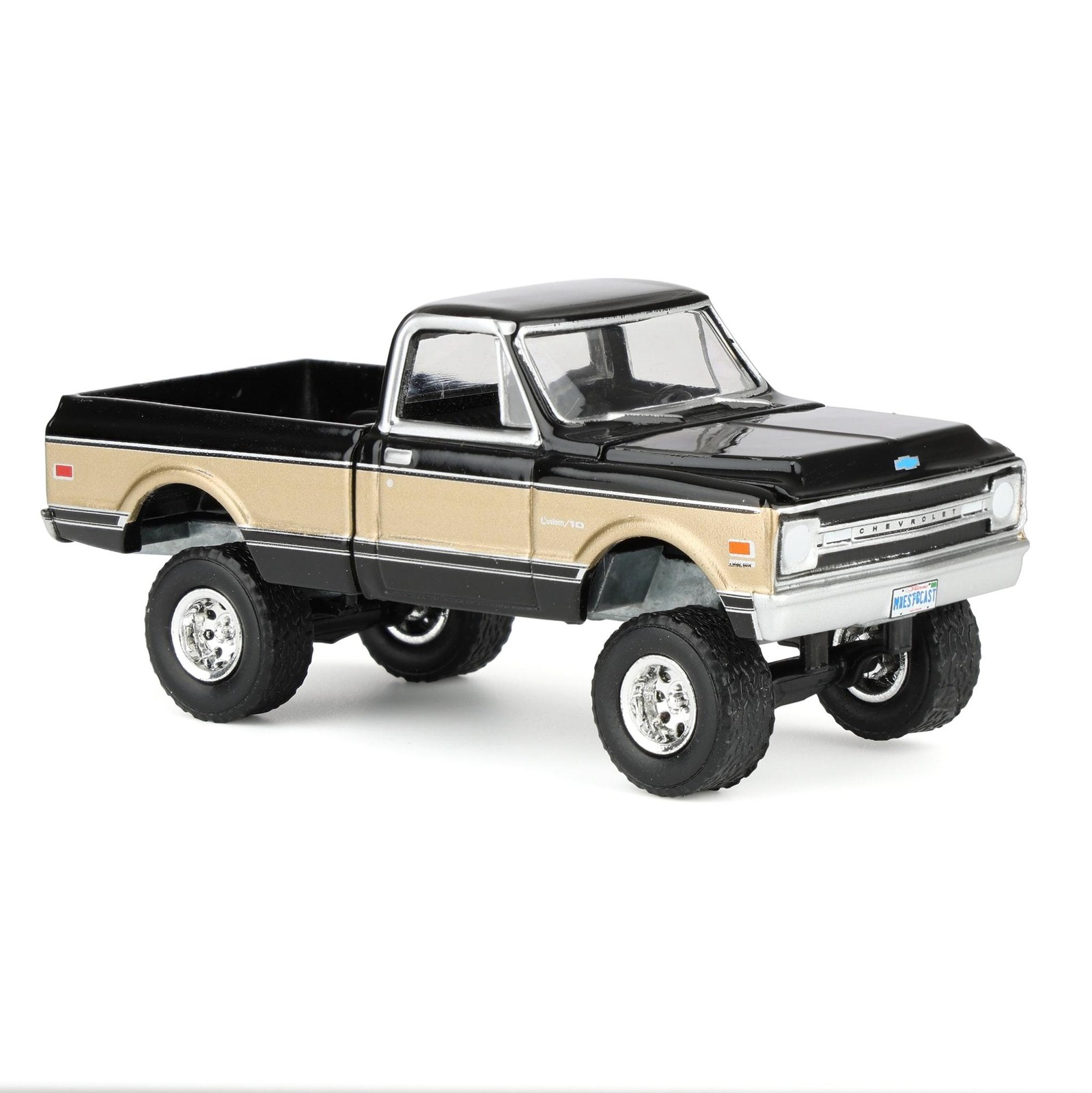1/64 Lifted 1969 Chevrolet K10 Pickup Truck, Black & Gold, 51687-A