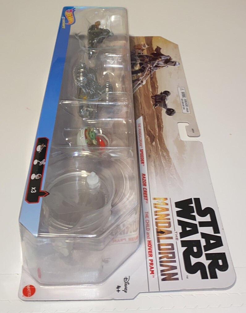 Star Wars Hot Wheels 3 Pack Mandalorian Speeder Razor Crest The Child Hover Pram