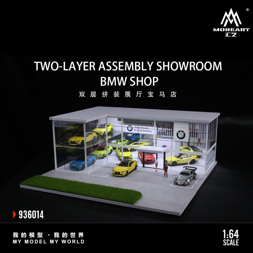 Diorama 1/64 Die-Cast Car Garage Model LED Car Exhibition Showroom Scene Gift US