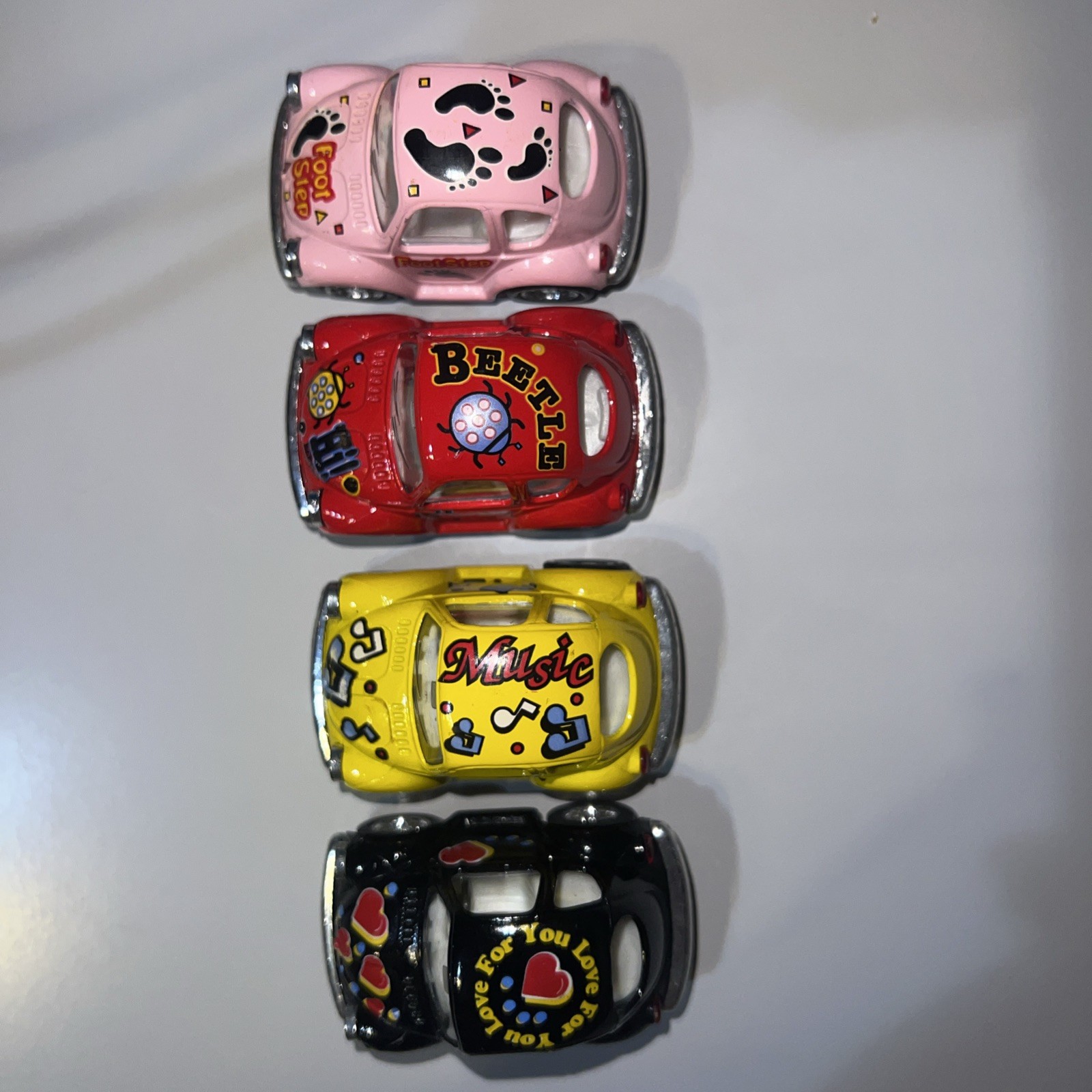 Vintage 1992 KinToy Pull Back Die Cast Metal Volkswagen Car Beetle Models Lot 4