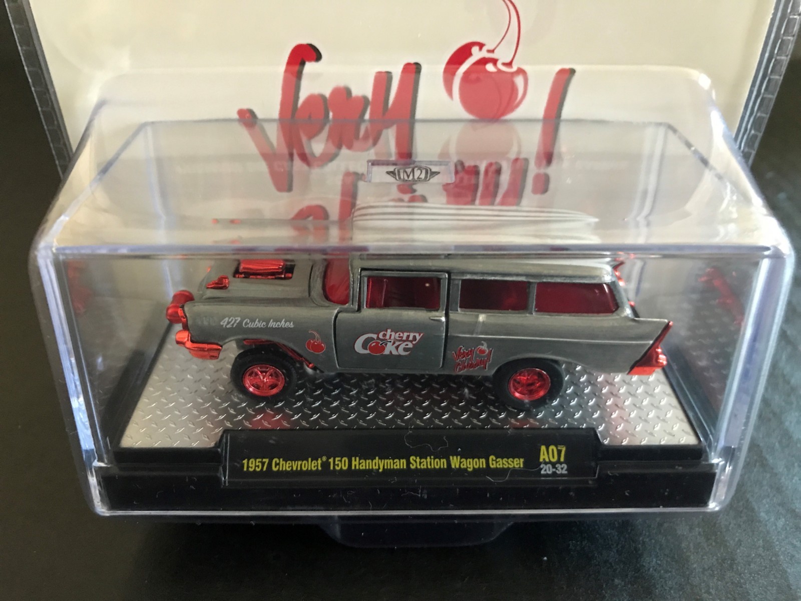 M2 Machines “Cherry Coke” ’57 Chevrolet Handyman Wagon Gasser RAW Chase 250 pcs.