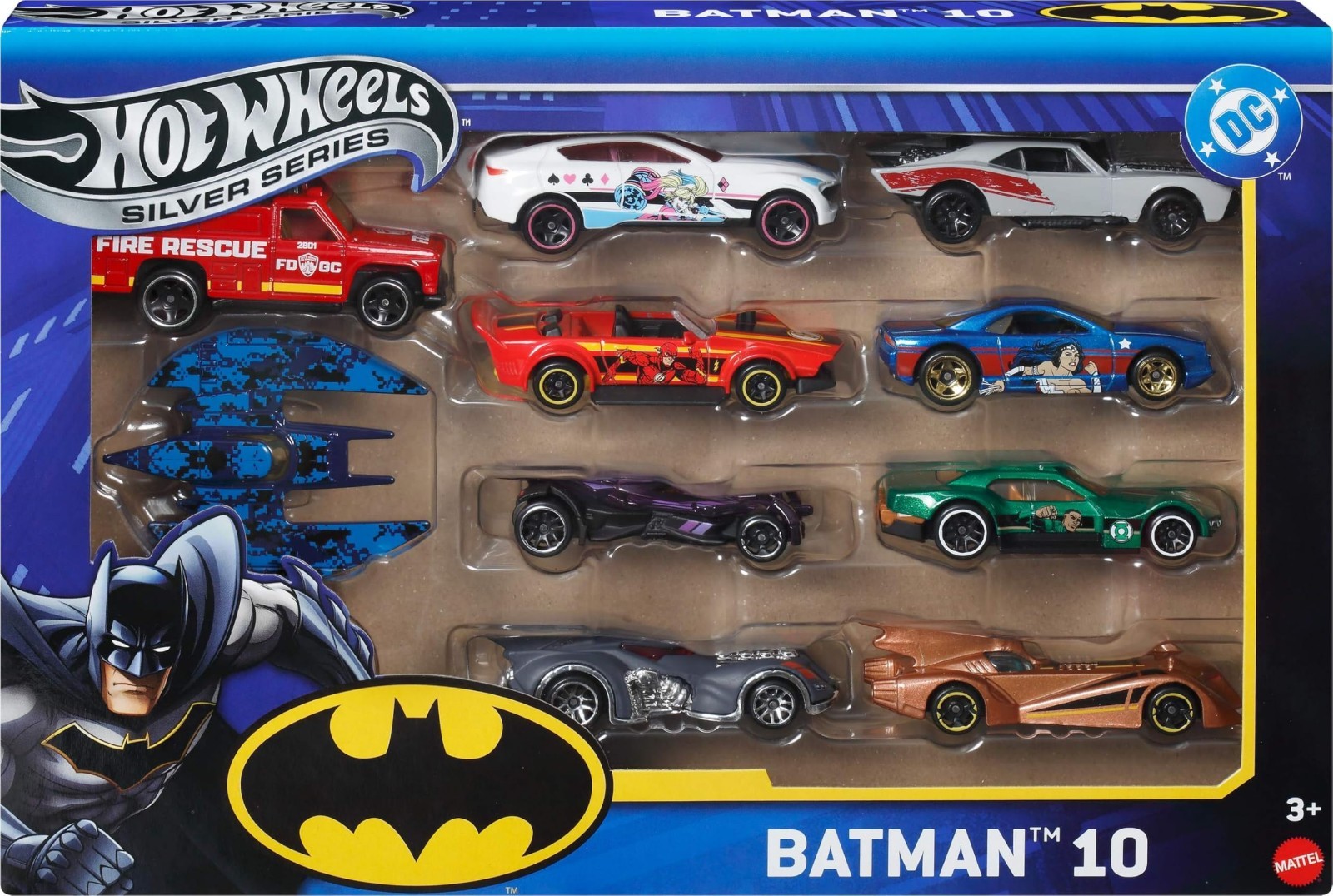 Batman-Themed Hot Wheels 10-Pack Die-Cast Cars Set, Includes Batmobile & Batplan