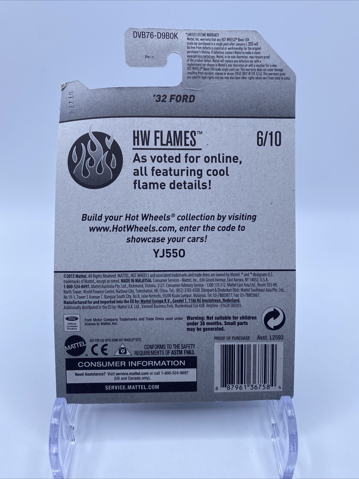 HOT WHEELS HW FLAMES 6/10 CUSTOM ’32 FORD 223/365 DVB76