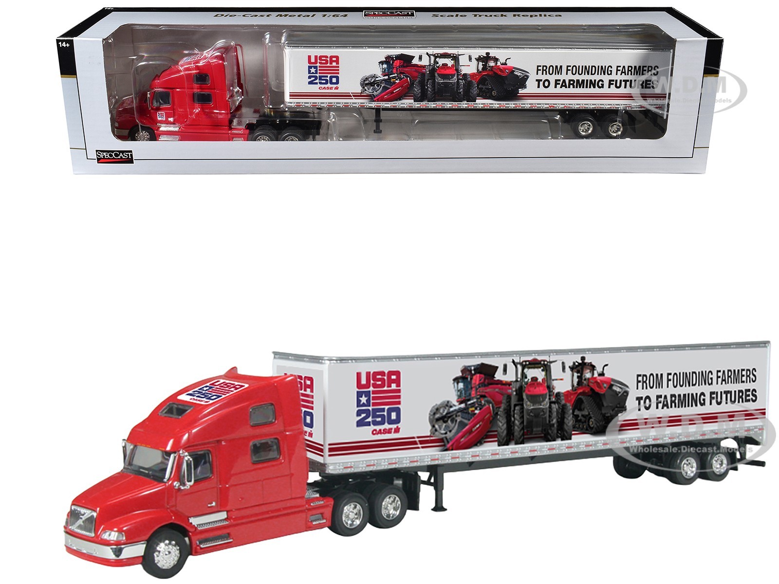 VOLVO 770 SLEEPER W/TRAILER “USA 250 YEARS” RED 1/64 DIECAST BY SPECCAST ZJD1962