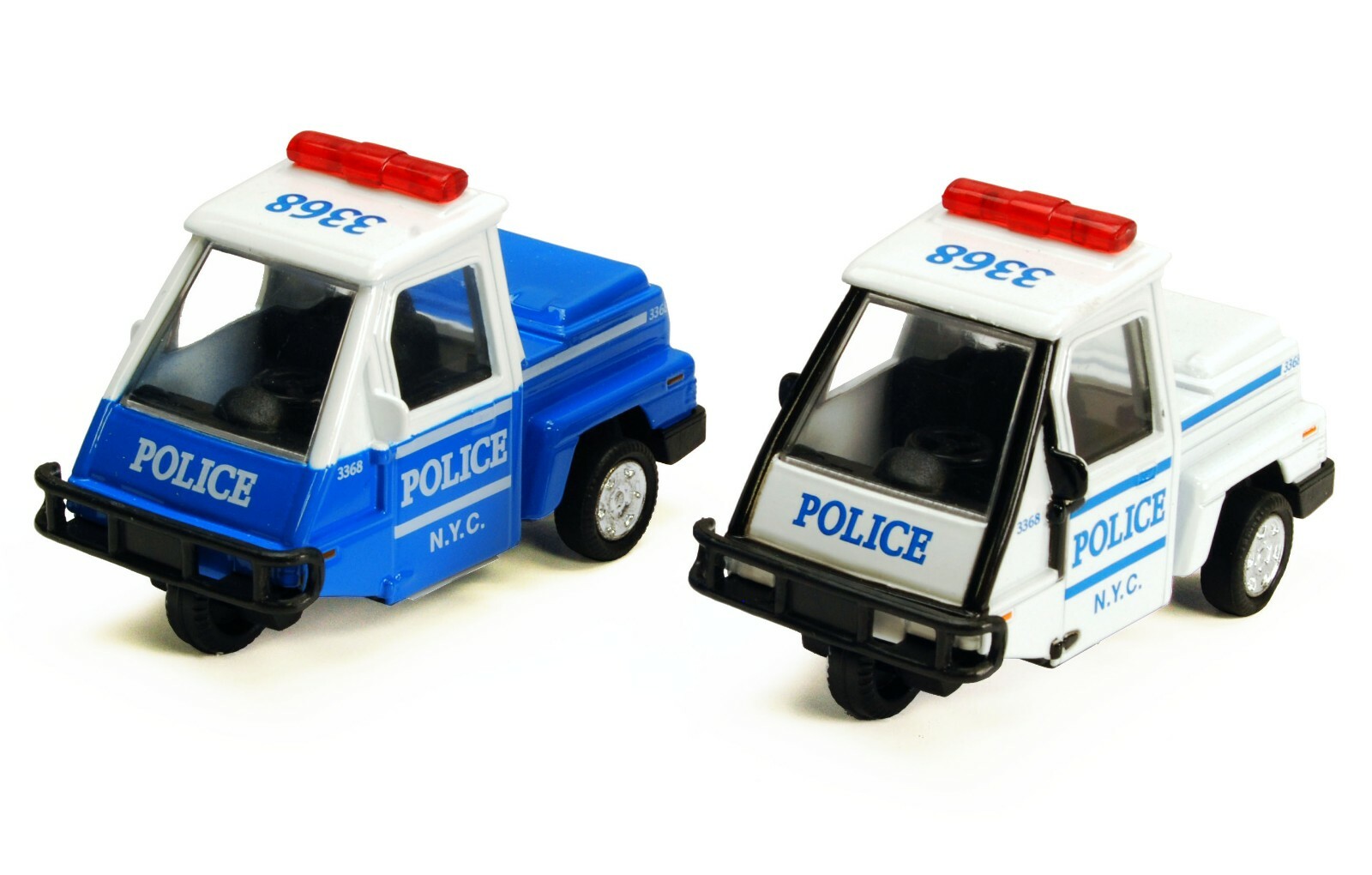 Set of 2 NYC Police 3 Wheel Scooter Diecast with Pullback Action (Blue & White)