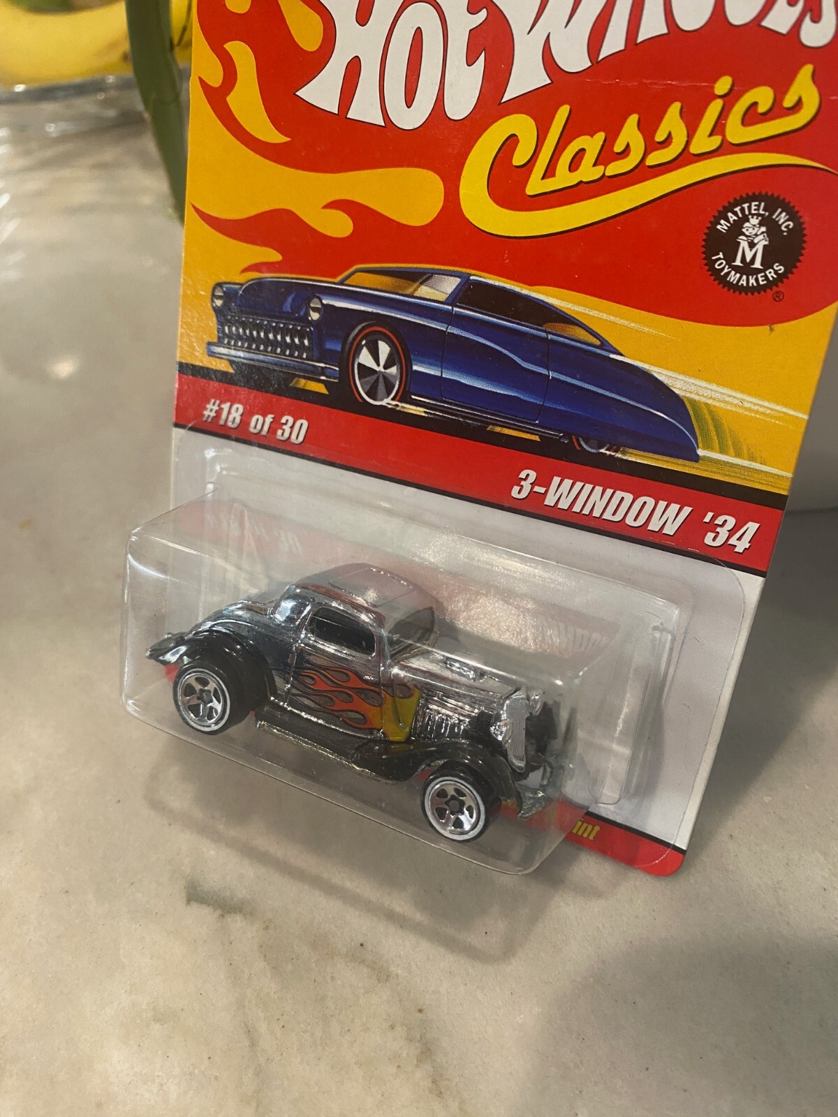 2005 Hot Wheels Classics Series 2 18/30 3-WINDOW ’34 Chrome w/White Wall 5 Spoke