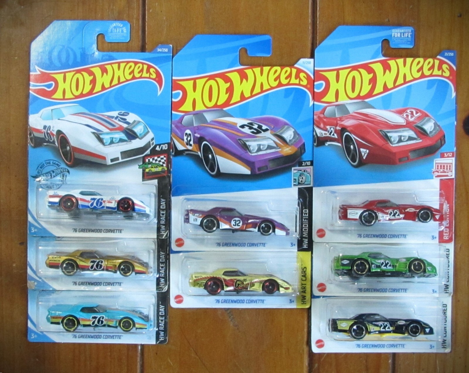 Hot Wheels ’76 GREENWOOD CORVETTE, Lot of 8, Color Variations