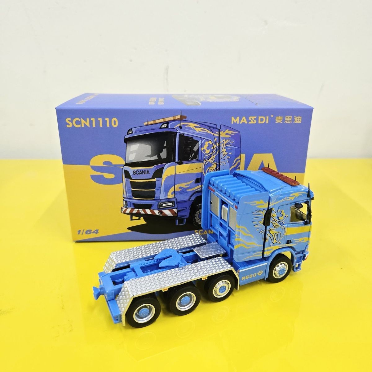 MASDI 1:64 Scania R650 Tractor 8-Axle Lowboy Trailer Truck Combo Variations