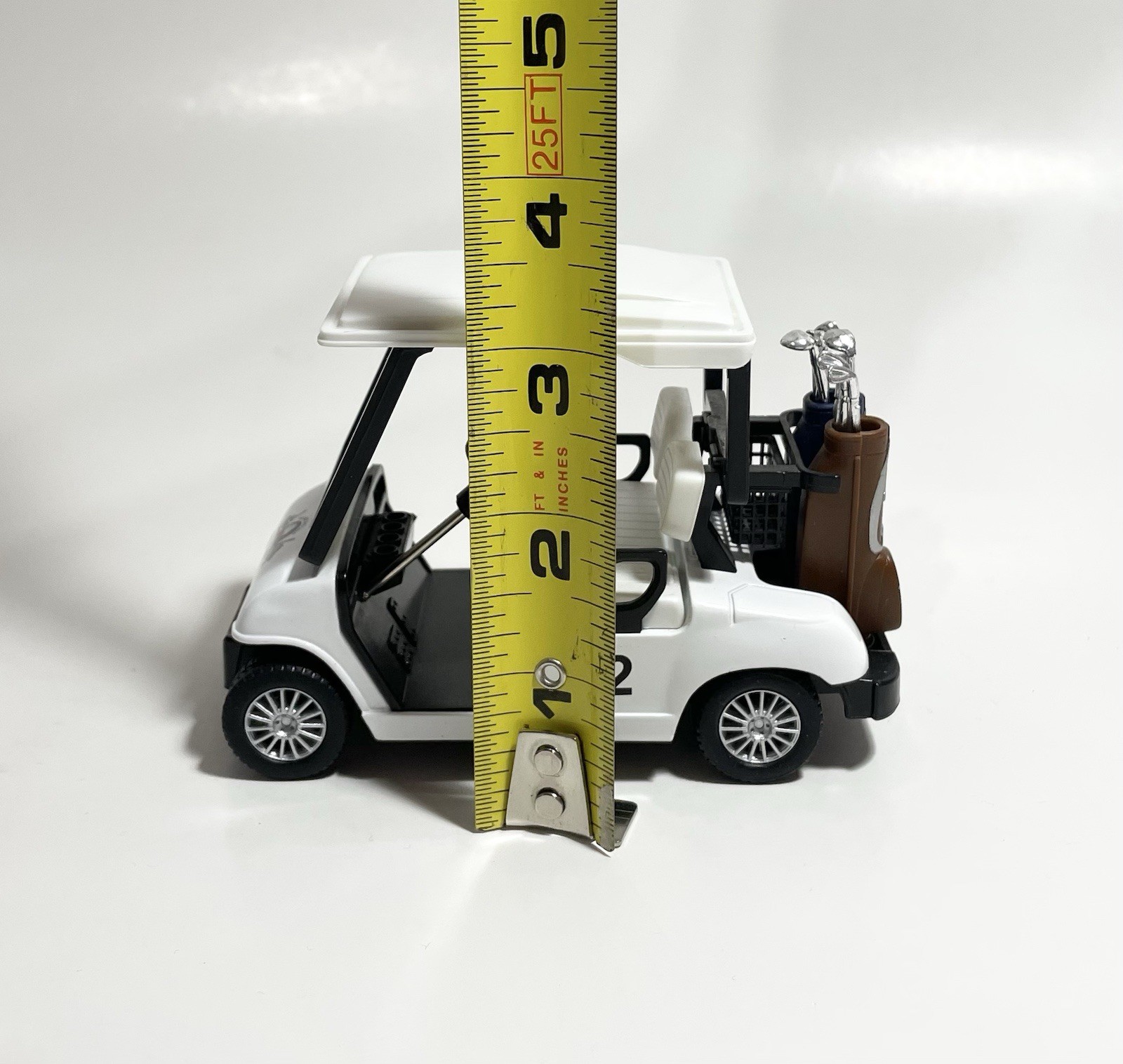Kinsfun White Golf Cart 4.5” Die Cast Metal Model Pullback Action