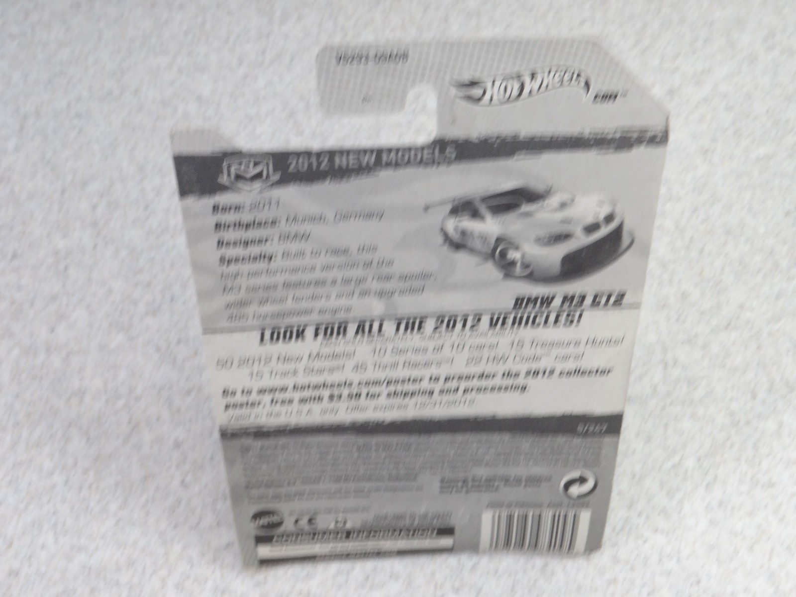 Hot Wheels 2012 New Models BMW M3 GT2 White 1:64 Diecast Car Unopened Box