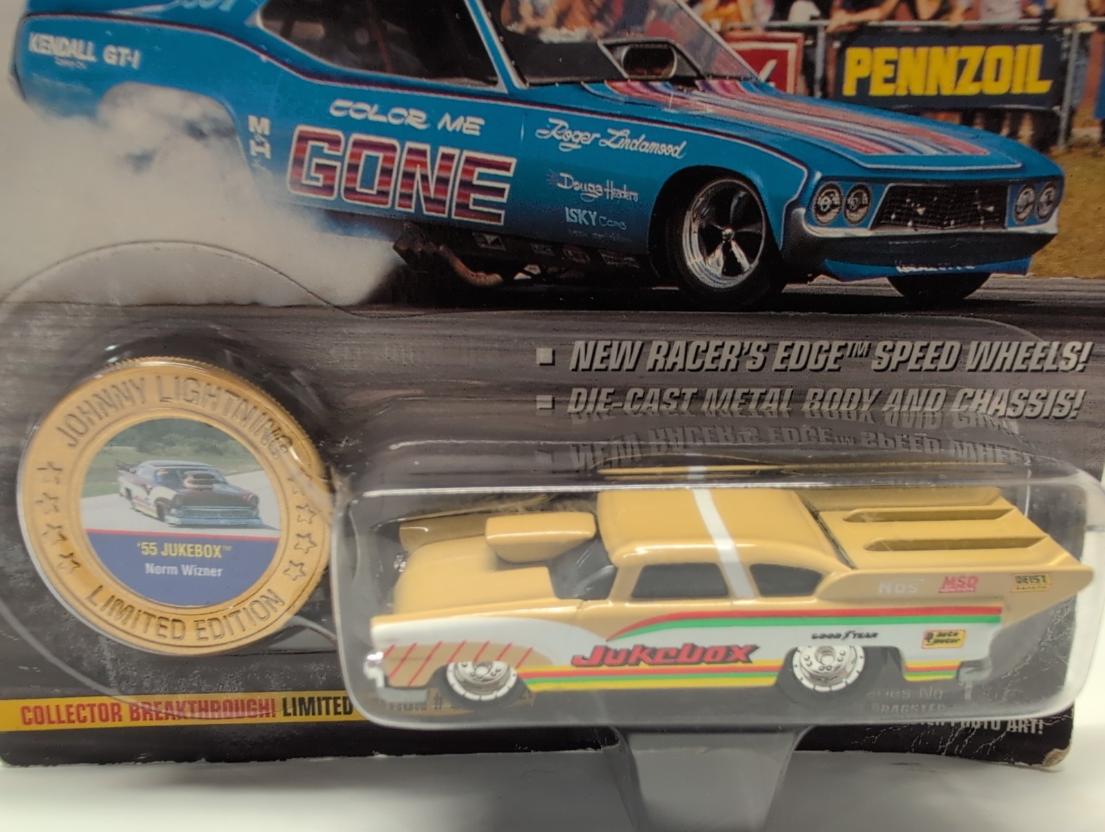 Johnny Lightning Dragsters Jukebox Norm Wisner Gold #320-100 VTG 1995 NIP