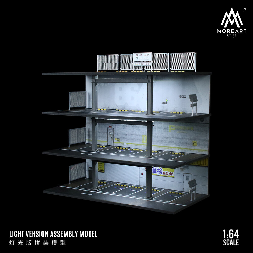 1/64 Diorama Car Garage Model City Street Parking Lot Scene Display Case Toy US