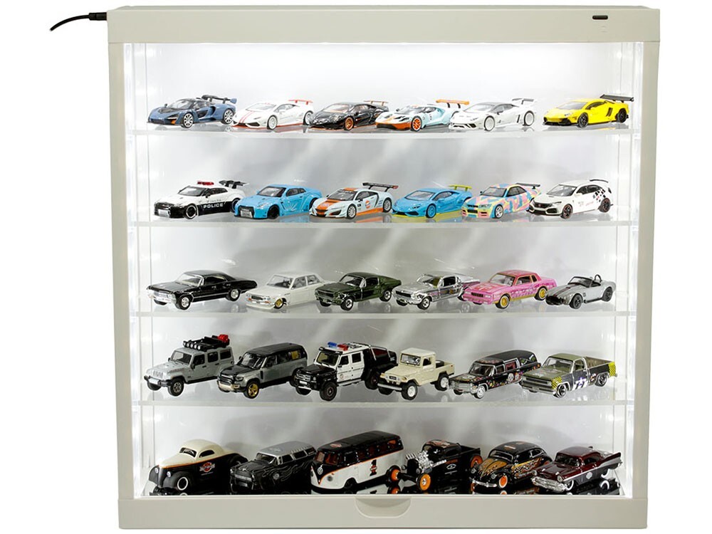 WALL MOUNT 5 TIER DISPLAY CASE WHITE W/ WHITE BACK FOR 1/64-1/43 SCALE MJ8850 W
