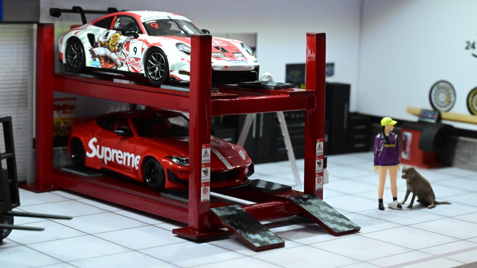 US Diorama 1/64 Car Garage Model Repair Workshop Tuning Scene Tools Accessories