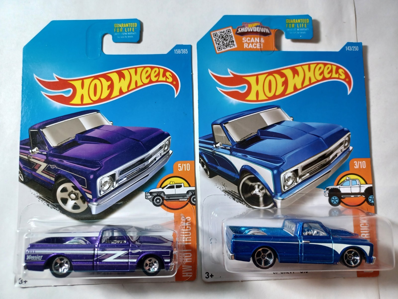 HOT WHEELS HW HOT TRUCKS ’67 CHEVY C10 (Unopened Pair) 2015/2016 Purple and Blue