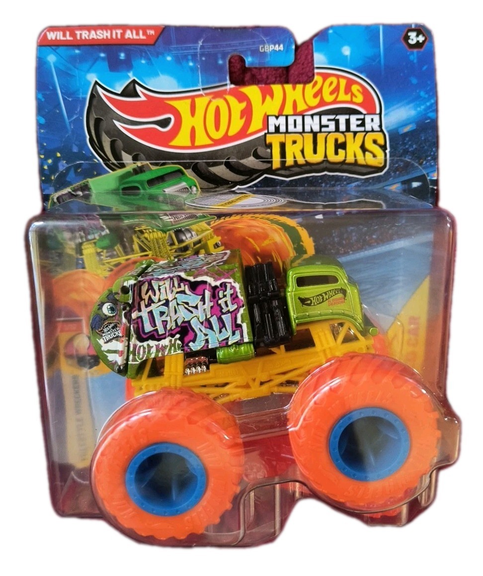 2024 Hot Wheels Monster Trucks Live Will Trash It All W Crushed Car New Mattel