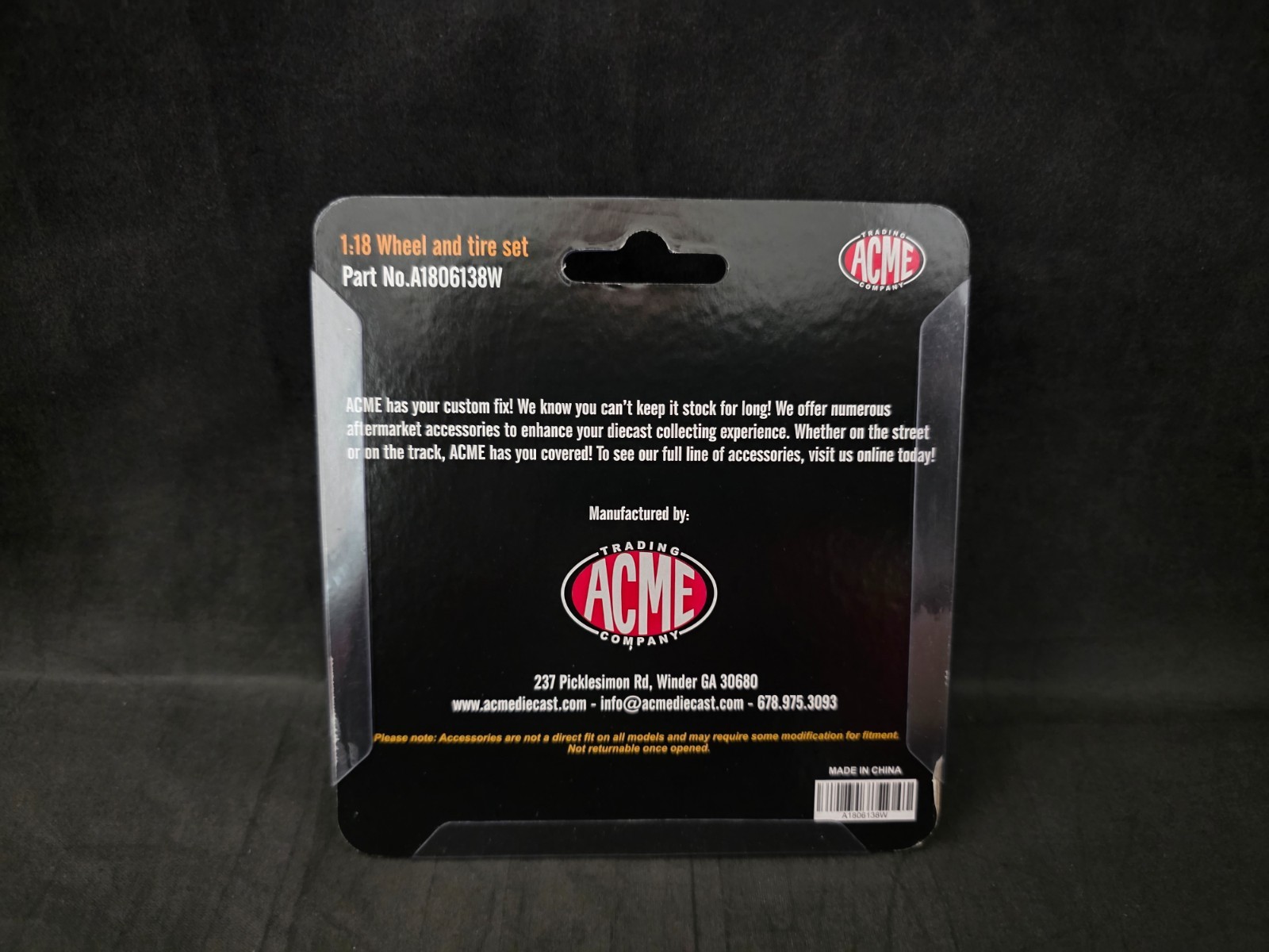 ACME 1:18 Scale Drag Wheel and Tire Set – A1806138W