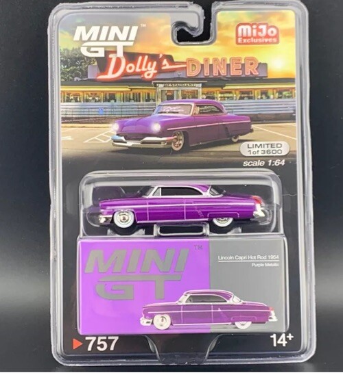 1954 LINCOLN CAPRI HOT ROD PURPLE 1/64 DIECAST MODEL CAR BY MINI GT MGT00757-P12