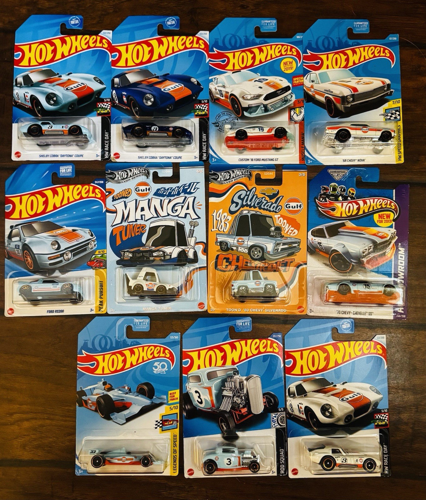 New Lot Of 11 Gulf Die-Cast Cars W/Manga Tuner & Tooned 83 Chevy Silverado