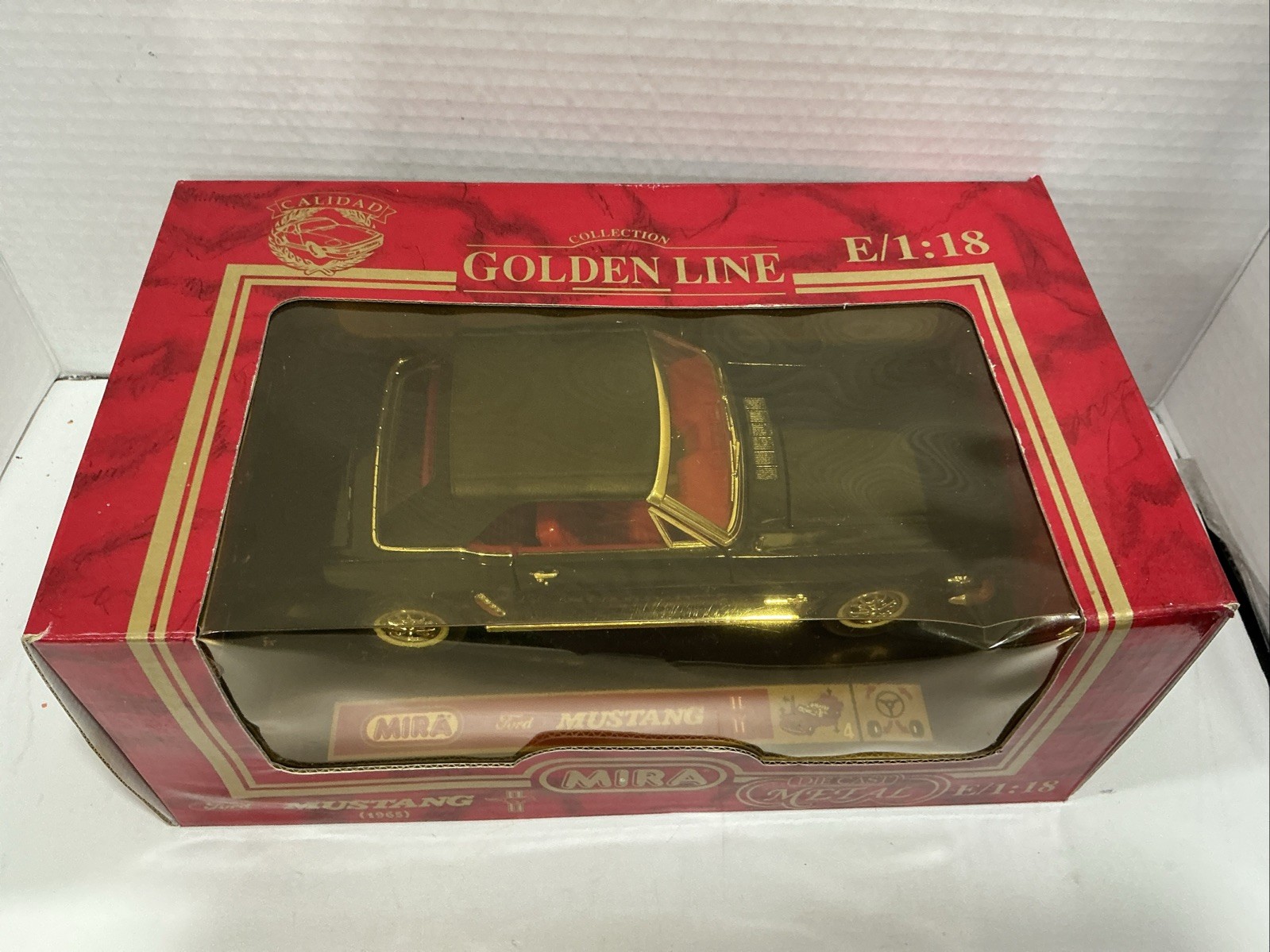 MIRA GOLDEN LINE 1965 Ford Mustang ~ Black With A Black Soft Top 1:18 Diecast