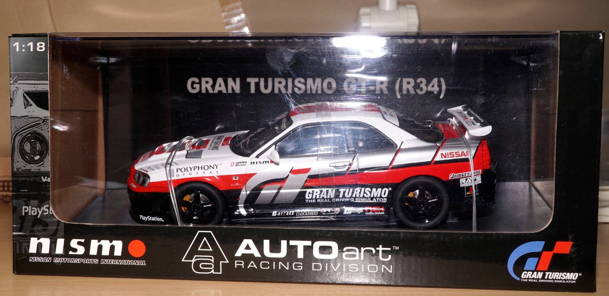 AUTOart 1/18 Gran Turismo NISMO GT-R R34 Display Case Collectible 13+ Used