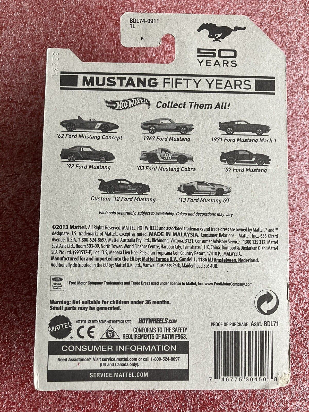2014 Hot Wheels 1971 Ford Mustang Mach 1 50 Years 3/8 BDL74 Red (HW627)