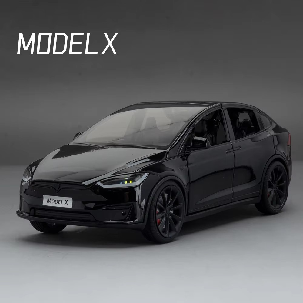 1:24 Tesla Model X Diecast Model Car w/ Sound Light Pull Back Toy Gift