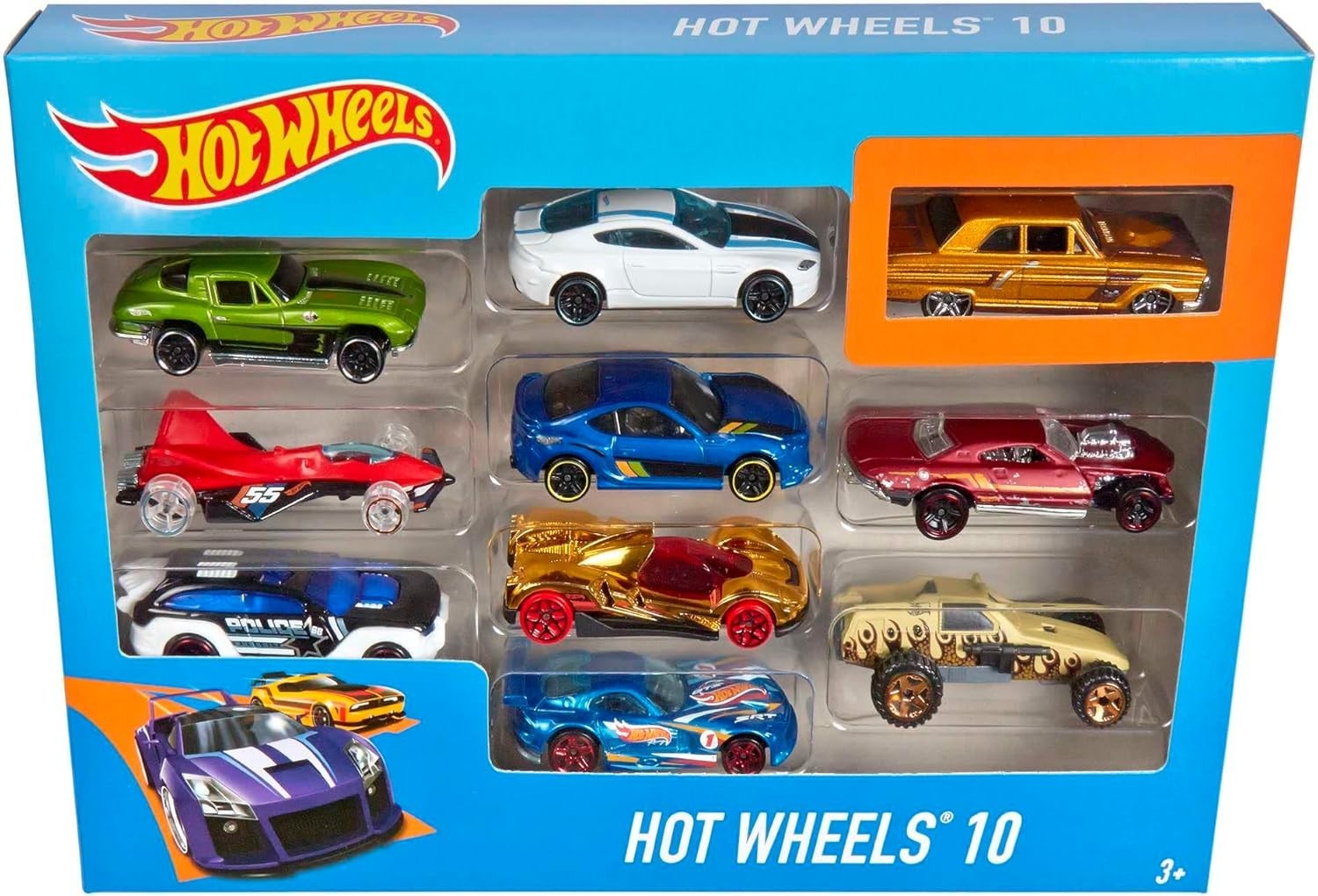 Hot Wheels 10-Pack Metal Toy Cars 1:64 Scale Collectible Playset for Kids