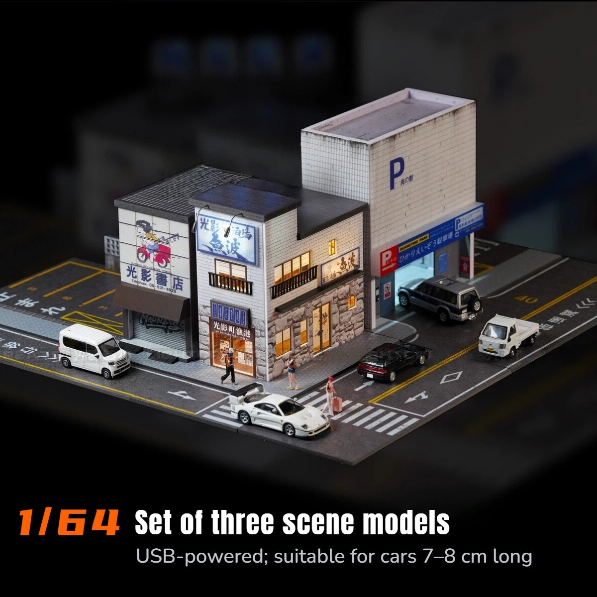 Diorama 1/64 Diecast Car Garage W/LED Parking Lot Factory Scene Display Model US