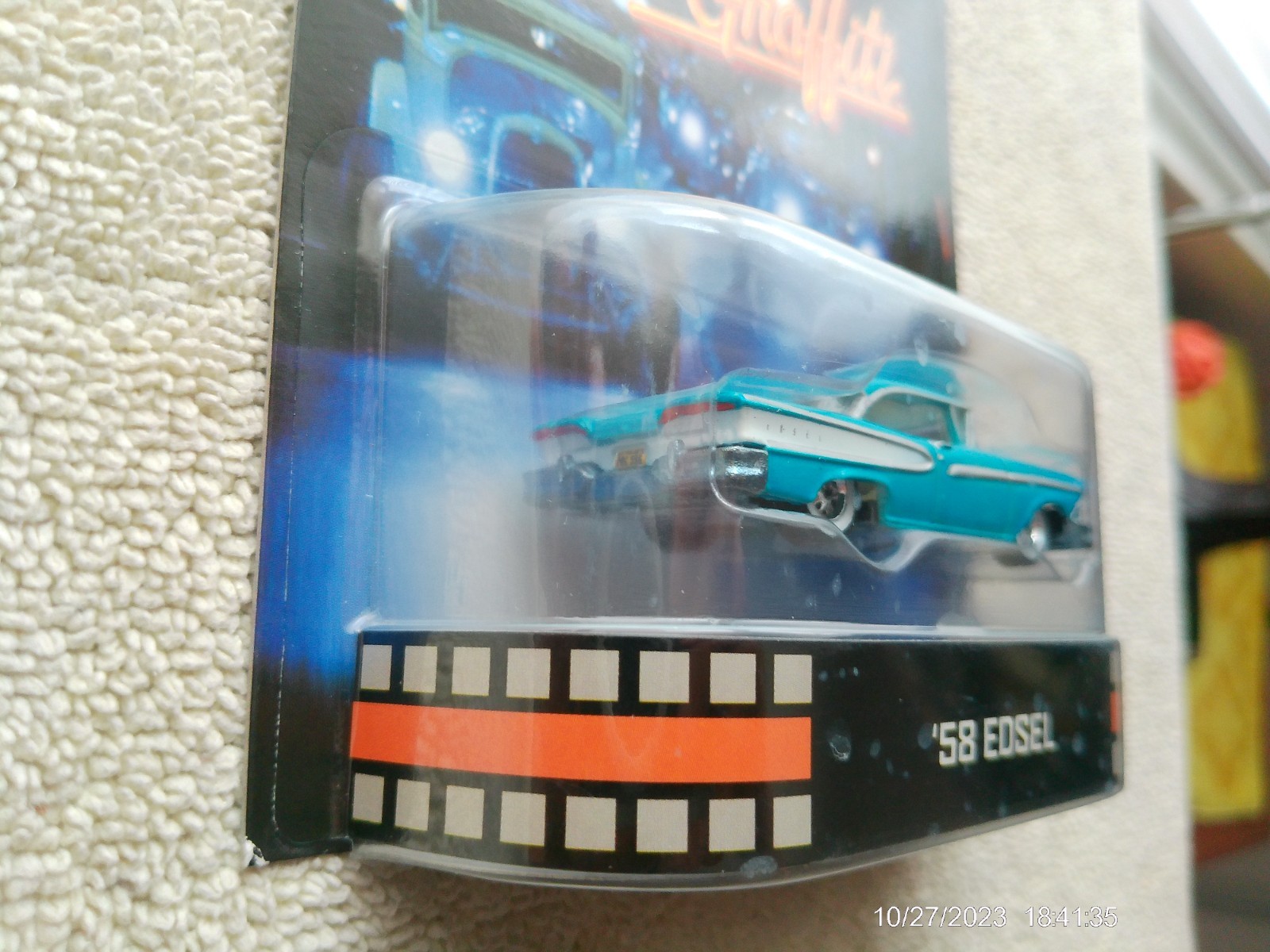 2012 HOT WHEELS RETRO AMERICAN GRAFFITI 1958 EDSEL TEAL COLOR REAL RIDERS NIB!