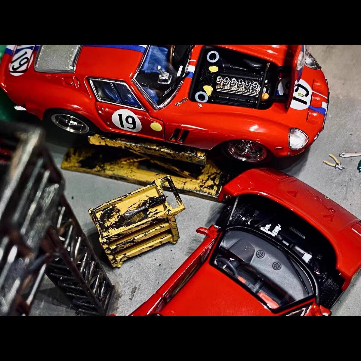1/64 Diorama Car Garage Tool Cart Model Diecast Car Repair Workshop Accessories