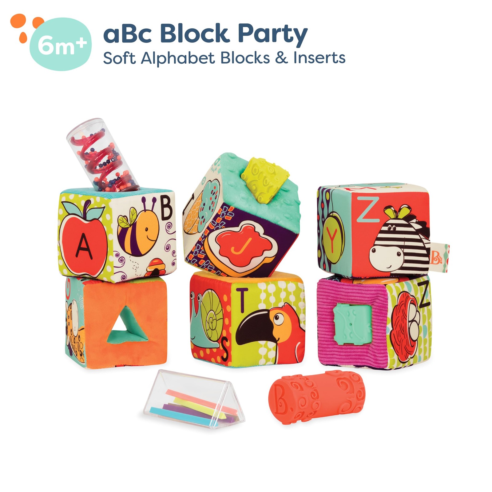 B. toys – Soft Fabric Building Blocks for Toddlers – Educational Alphabet wit…
