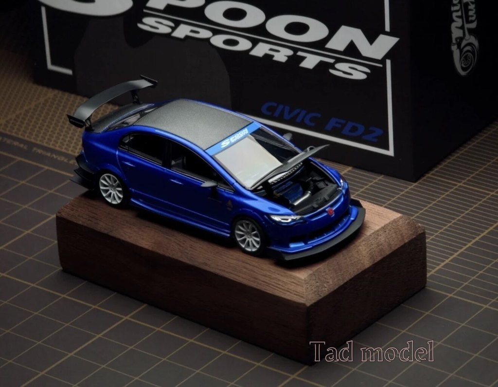 MT 1:64 Blue Carbon Civic Type R FD2 Sports Model Diecast Metal Car