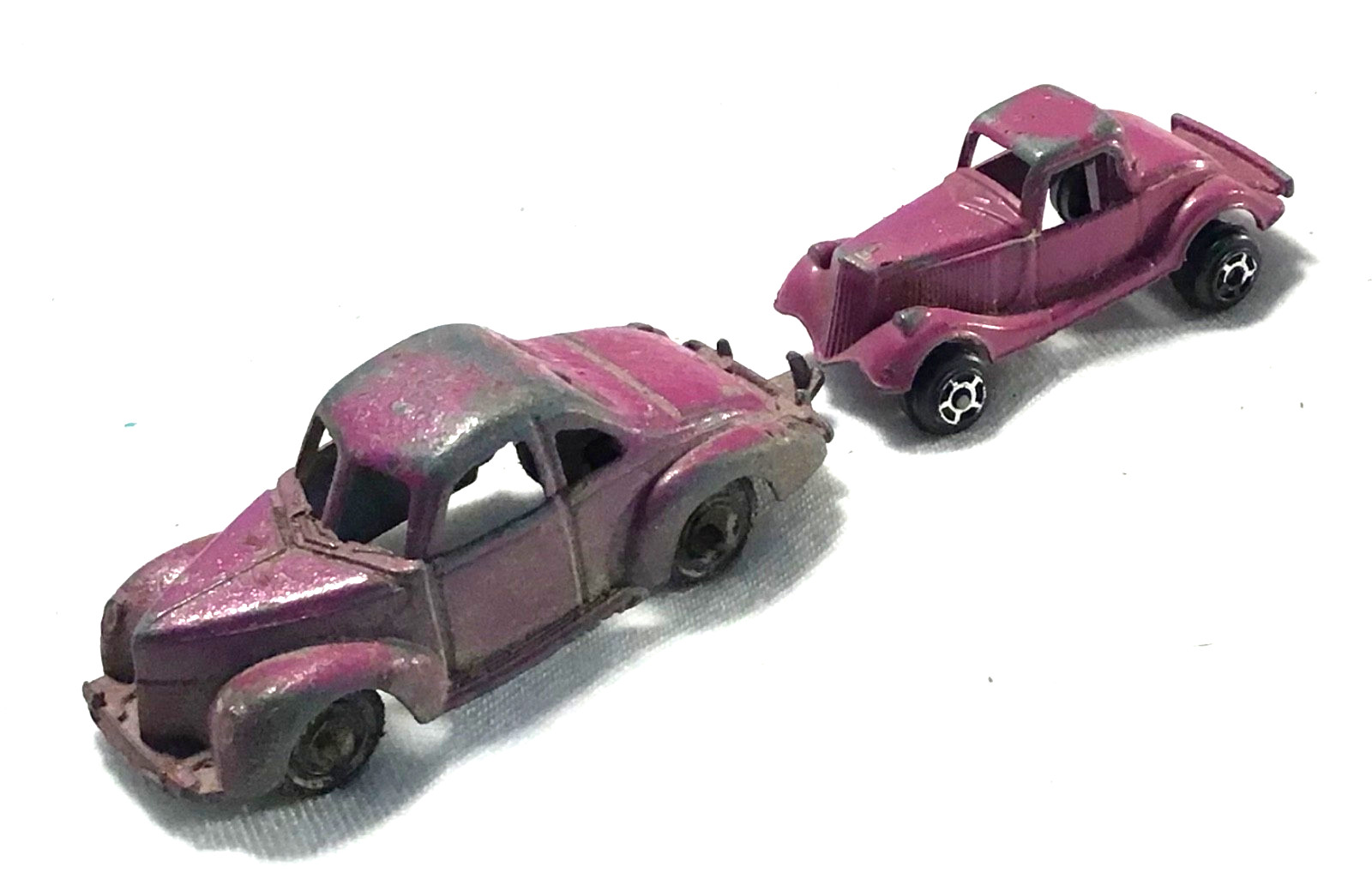 LOT OF 6 MINI CARS BARCLAY RARE TAXI & 1940’s SEDAN, 2 BLUE LAMBORGHINI, FORD