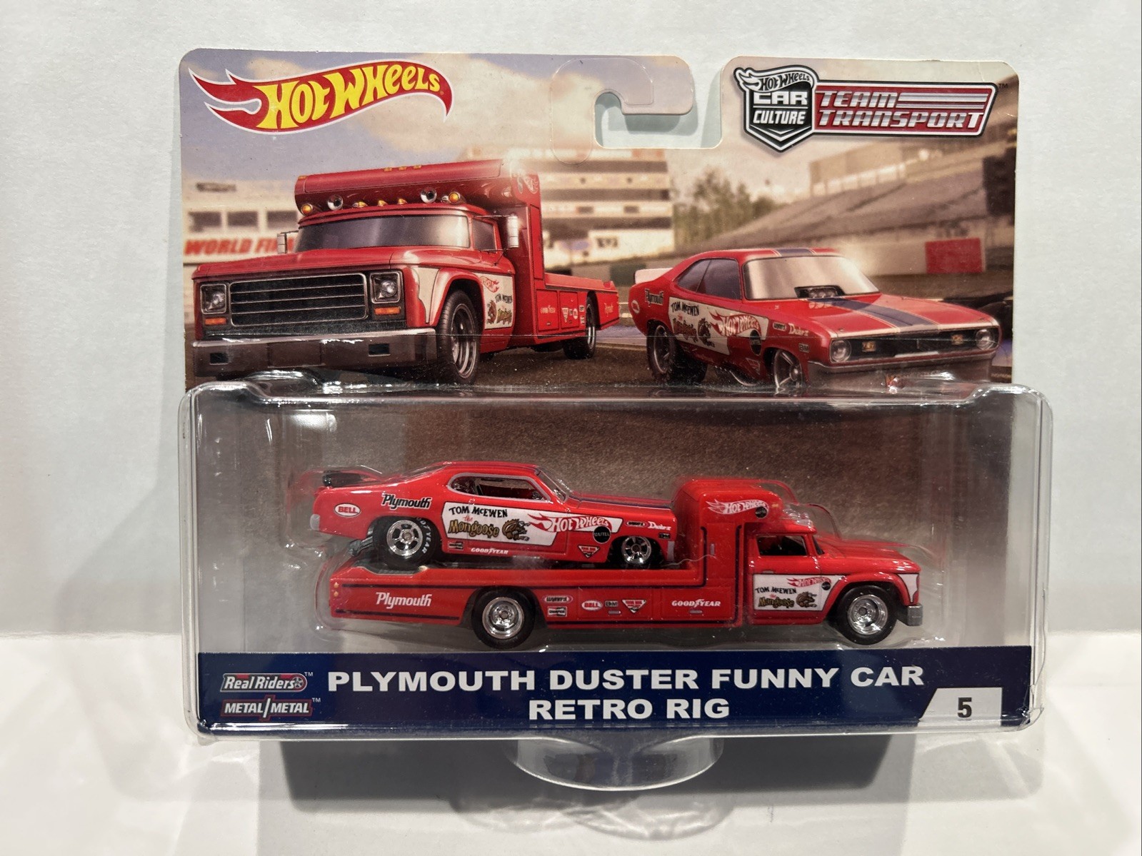 Hot Wheels 2018 Car Culture Team Transport Plymouth Duster Funny Car Retro Rig