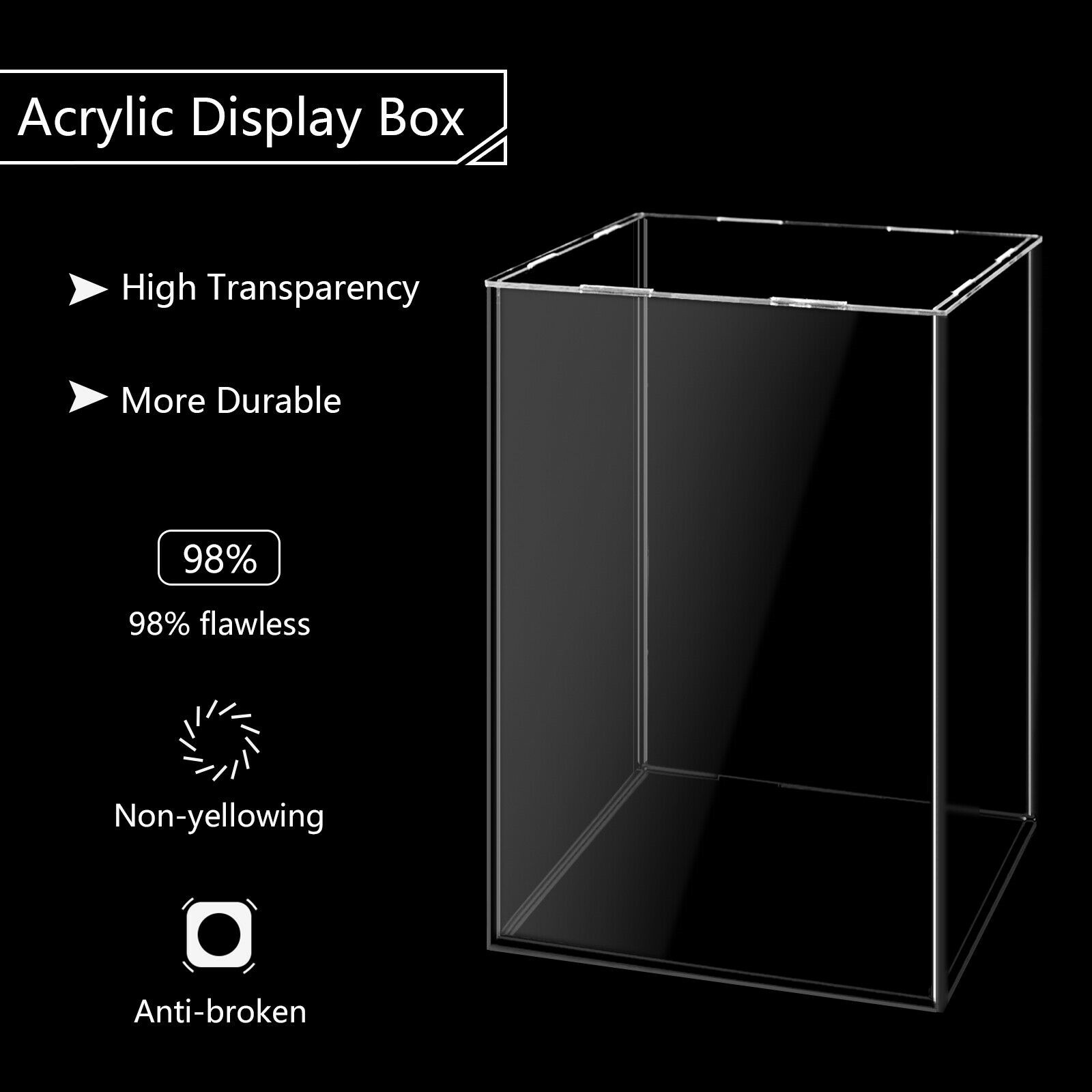 Acrylic Display Case Clear Plastic Box Dustproof Protection Showcase Stand