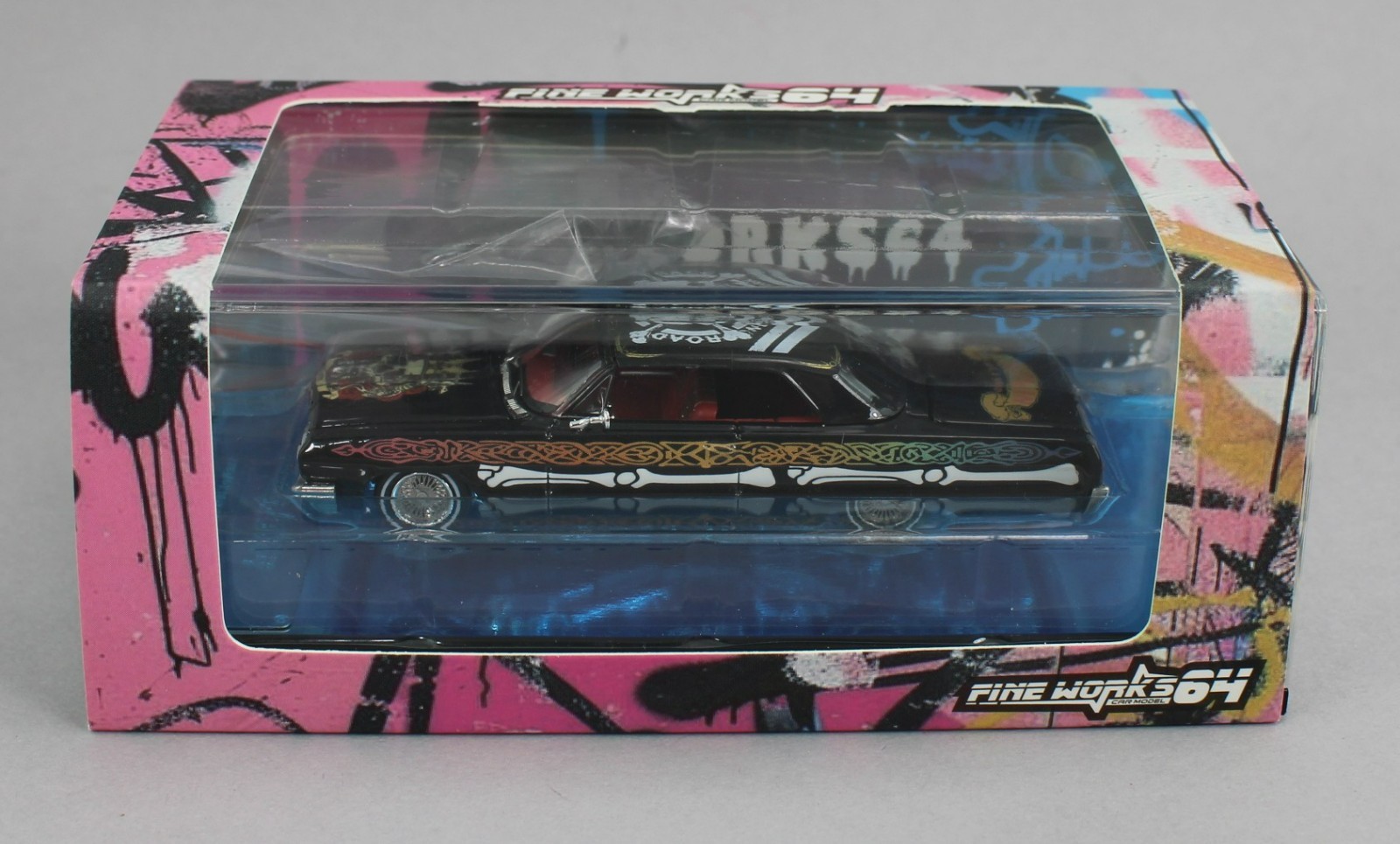 1:64 *FINE WORKS 64* Black “BONES” Chevrolet IMPALA *LOWRIDER* High Detail NIB