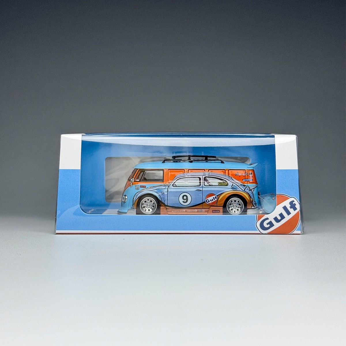 1:64 Gulf Livery T1 Bus Lowrider Diecast Alloy Collectible Van