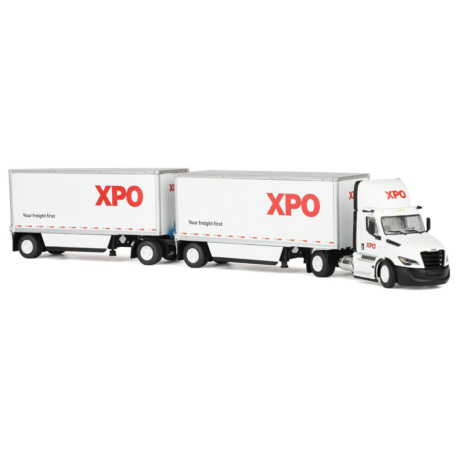 DCP 1/64 XPO Freightliner Cascadia Semi Truck Pup Trailers USA Version 60-1808