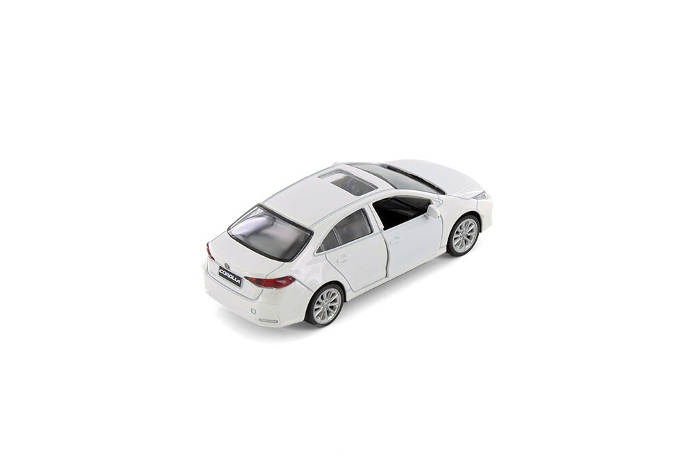 White Toyota Corolla Diecast Toy with Pullback Action 1/43 Scale 4.25 Inches Lon