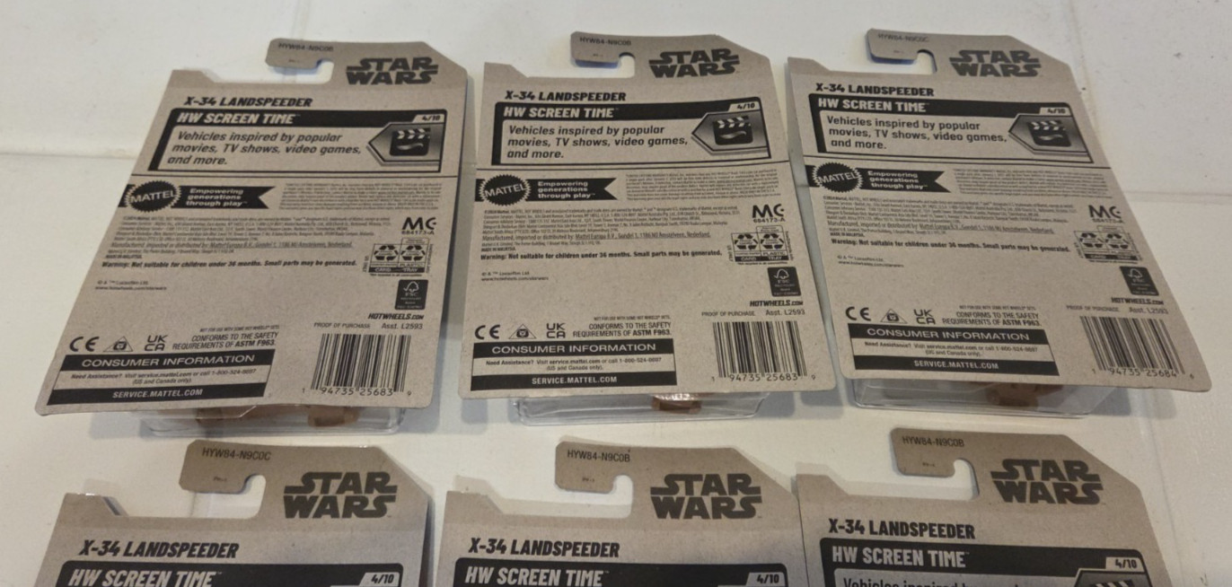 Hot Wheels Star Wars X-34 Landspeeder 31/250 HW Screen Time 4/10 NEW Lot of 6